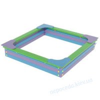 Песочница средняя с угловыми сиденьями деревянная на площадку