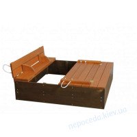Песочница с крышкой деревянная в тонировке 140х140х30