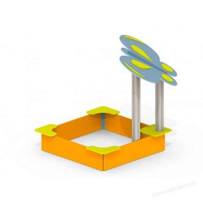 Детская квадратная песочница маленькая Бабочка с теньком на площадку
