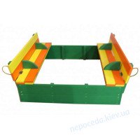 Песочница с крышкой цветная 140х140 (добротная)
