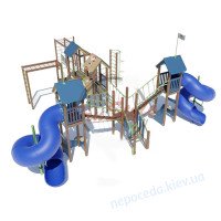Детская площадка деревянная "В стране чудес" со спиральными спусками