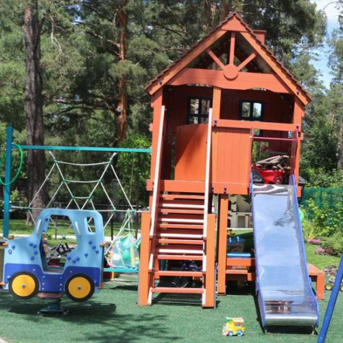 Дитячий майданчик з дерева + гвинтовий спуск гірки Спайдер Вілла, фото 6