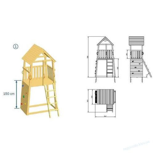 Дерев'яний ігровий дитячий майданчик BELVEDERE + модуль гойдалки SWING, фото 1