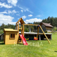 Детская площадка Домик Качели LOOKOUT SWING из дерева