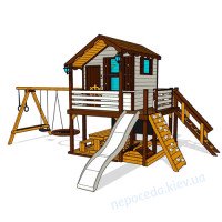 Детский игровой комплекс и домик на сваях (Вектра) с качелями