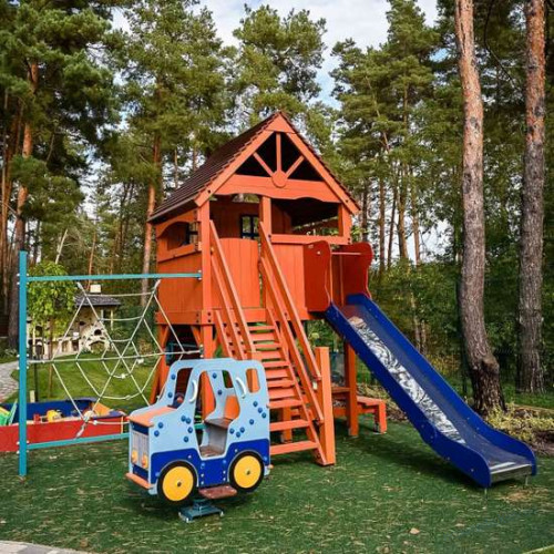 Дитячий майданчик з дерева + гвинтовий спуск гірки Спайдер Вілла, фото 3