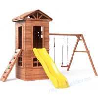 Детская двухярусная деревянная площадка домик SportHouse-20 со скалодромом