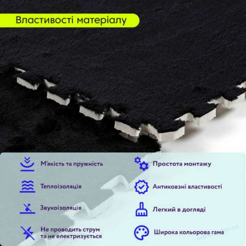 Пол-пазл плюшевый 60*60*1cm (D) черный мягкий, фото 3