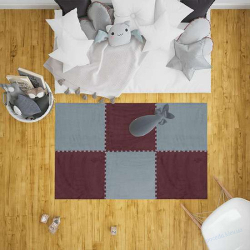 Плюшевый мягкий пол-пазл 60*60*1cm (D) коричневый, фото 7