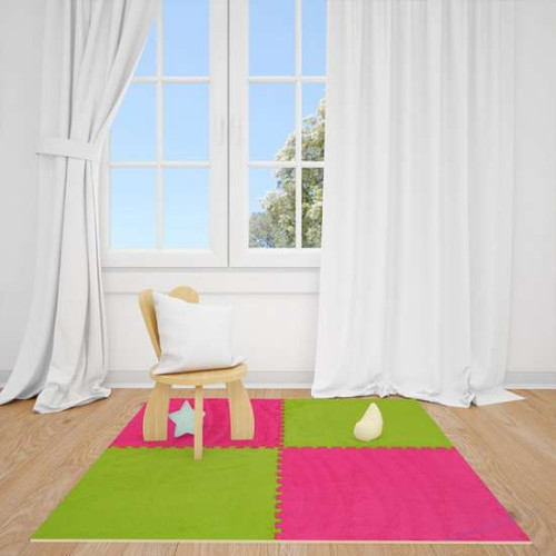 Плюшевый мягкий пол-пазл 60*60*1cm (D) розовый, фото 7