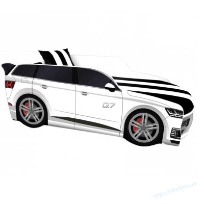 Ліжко-машина дитяче Premium Q7 біле з матрацом