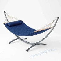 Стійка для гамака + двомісний гамак SOFT синій XXL 200x140см з планками