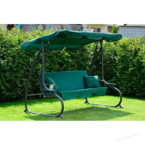 Садовые качели Relax Plus 181 трехместные зеленые, фото 1