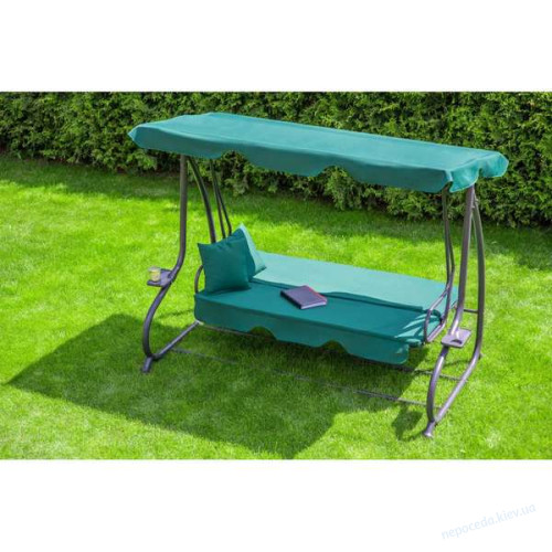 Садовые качели Relax Plus 181 трехместные зеленые, фото 6