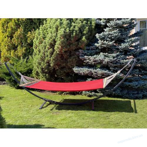Монотонный гамак с планкой WISH салатовый двухместный XXL 200х150см, фото 5