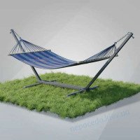Стійка для гамака + двомісний гамак з планкою RIO XXL синій 200х150см