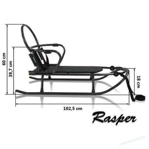 Санки RASPER 7в1 (санки, подножки, спинка, спальник с утеплителем, регулируемая ручка, муфты, козырек) черные с узором, фото 1