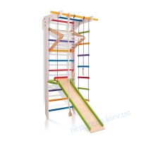 Шведская стенка с дерева 11-Lux 3-220 белая с доской для пресса