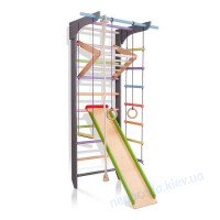 Шведская стенка из натурального дерева 12-Lux 3-240 с горкой и навесным турником..