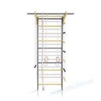 Шведская стенка деревянная 2-Lux 1-220 графитово-белая с навесным оборудованием