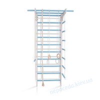 Шведская стенка деревянная 3-Lux 1-220 бело-голубая с навесным оборудованием