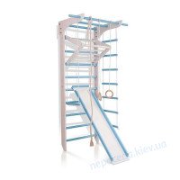Шведская стенка с дерева 3-Lux 3-220 бело-голубая с доской для пресса