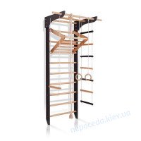Детская шведская стенка с дерева 9-Lux 2-240 черная с навесным турником