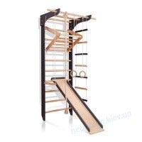 Шведська стінка з дерева 9-Lux 3-220 чорна з дошкою для пресу