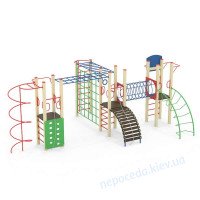 Большой спортивный комплекс Чемпион с рукоходом, лазалкой и баскетбольным кольцо..