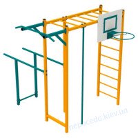 Спортивный уличный комплекс Сила металлическая с рукоходом, брусьями и баскетбол..