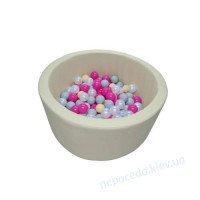 Сухой бассейн Круг 90см с шариками экокожа бежевого цвета улучшенный