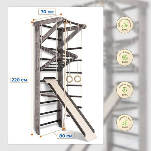 Шведська стінка дитяча "Sport Loft 3-220" домашня, фото 1