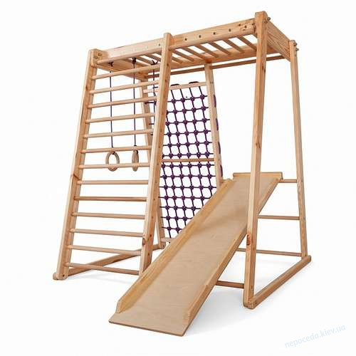 Детский спортивный уголок Кроха-3 Wood деревянный для дома, фото 2