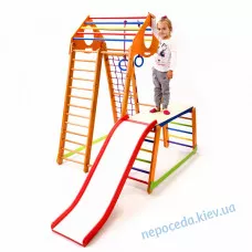 Высокий Детский спортивный комплекс BambinoWood Plus 1-1 для дома