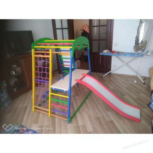 Детский развивающий комплекс +горка для дома SportWood Plus 3, фото 4