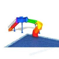 Горка водный спуск Венеция для бассейна с лестницей цветная скользящая с подключ..